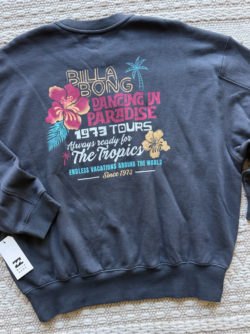 🔥🔥BILLABONG - UNRELEASED OVERSIZED DANCIN IN PARADISE CREW FLEECE SWEATSHIRT🔥🔥